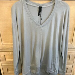 Bobi Soft Gray V-Neck Top